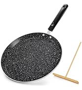WRINGKIT 10 Inch Nonstick Crepe Pan with Spreader, Flat Skillet Tortilla Pan with Granite Coating...