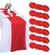 RestfulGlow 6 Pack Red Cheesecloth Table Runner Valentine’s Day 10FT Cheese Cloth Boho Gauze Fabr...
