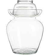 2.5L Glass Pickle Jar with Water Seal Lid, Transparent Crock for Homemade Kimchi, Sauerkraut, and...