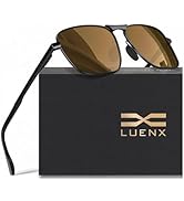 LUENX Rectangular Polarized Aviator Sunglasses for Men Retro Pilot Shades Driving UV400 Protection