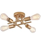 AIHYING 4-Light Semi Flush Mount Ceiling Light, Gold Mid-Century Industrial Farmhouse Chandelier ...