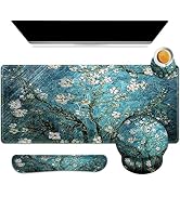 ARTSO Desk Mat, Large Gaming Mouse Pad Wrist Support Set, Ergonomic Keyboard Wrist Rest Desk Pad ...