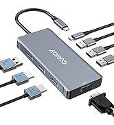 USB C to Dual HDMI Adapter, Multi Display Docking Station Dual Monitor with 2 HDMI, Displayport, ...