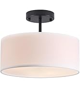 Bargeni Semi Flush Mount Ceiling Light,13 inch Modern 3-Light Ceiling Light Fixture,Black Semi Fl...