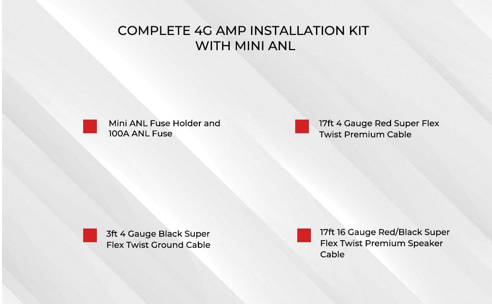ampkit for 4 ga for al amplifiers car audio 