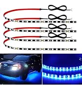 12V Led Light Strip 18" Connectable Blue Led Strip Lights for Car Motorcycle Golf Cart Automotive...