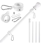 BONWIN White Flag Pole Kit for House, 5 FT Thickened Stainless Steel Outside Wall Mount Flagpole ...