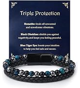 XIANNVXI Mens Crystal Beads Leather Bracelet | Multi-Layer Braided Leather Bracelet 6mm Black Obs...