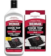 Weiman Ceramic and Glass Cooktop Cleaner - Heavy Duty Cleaner and Polish (10 Ounce Bottle and 3 S...