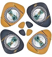 Dual-sides Faux Leather Placemats and Coasters Set of 6, Modern Washable Round Place Mats for Kit...