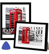 HOMERHYME Picture Frames 8x10, Set of 2 Black Photo Frame for Tabletop or Wall Display, Display P...