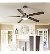 Depuley 52-Inch Ceiling Fan with Light: Walnut Ceiling Fans with 5 Blades Dual Finish Reversible ...