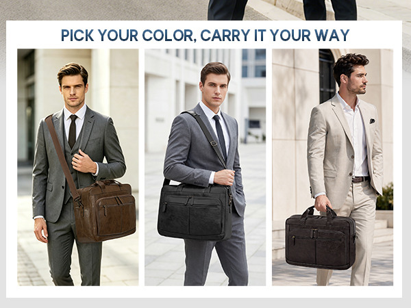 Multi-Carry Men's Laptop Briefcase in Premium Styles