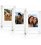 Acrylic Magnetic Picture Frames for Instax Film &amp; Card, 3 Pack 2.36×3.54 | Clear Mini Frames for ...