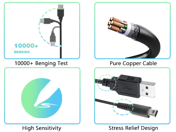 Bendability, copper wire internal material, high sensitivity, anti-break wire design