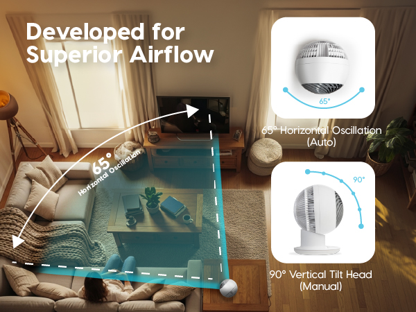 IRIS USA WOOZOO Air Circulator Fan with Remote, Oscillating, 5 Speeds, 82ft Max Air Distance