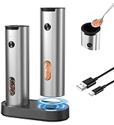 CIRCLE JOY Electric Salt and Pepper Grinder Set, Stainless Steel Rechargeable Pepper Mill Set wit...