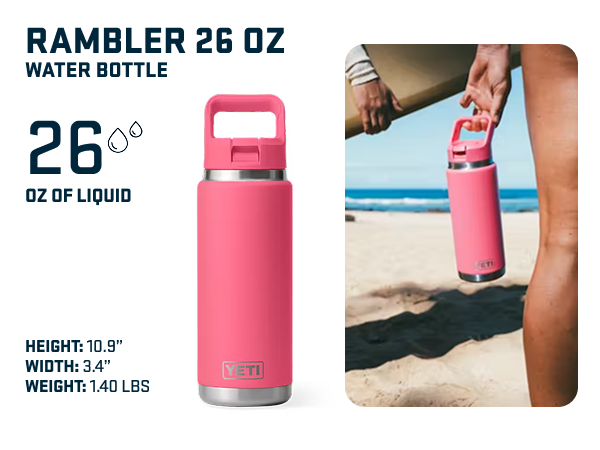 26 oz straw cap rambler bottle