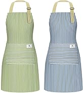 NLUS 2 Pack Waterproof Cooking Apron for Women with Pocket Adjustable Chef Aprons for Kitchen, Co...