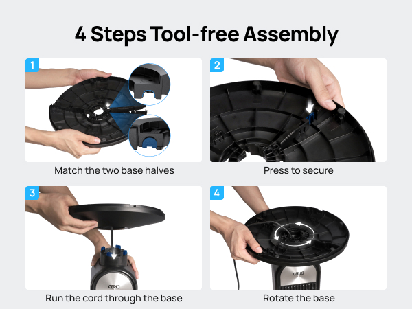 4 Steps Tool-free Assembly