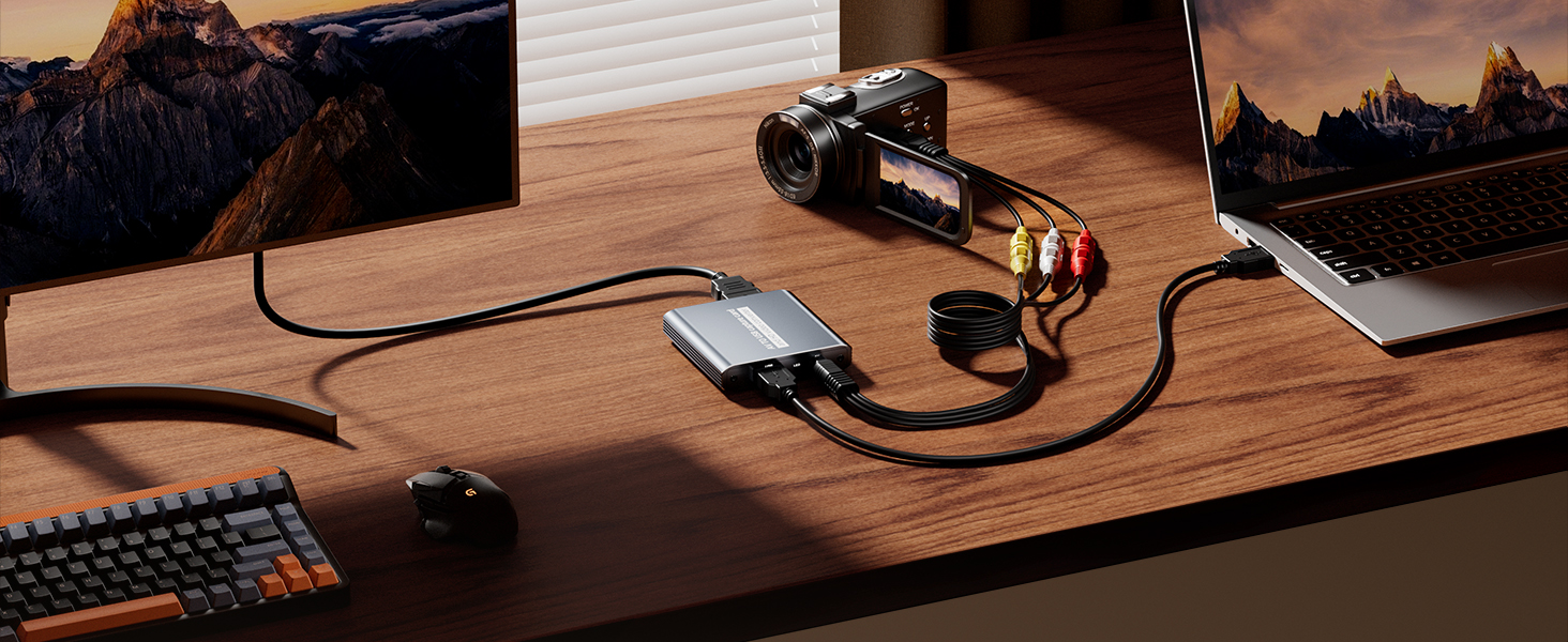 VHS to Digital Converter USB Video Capture Card with HDMI Loop Out