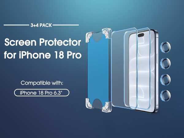 amFilm OneTouch Magnetic for iPhone 18 Pro 6.3&amp;#34; Screen Protector Tempered Glass