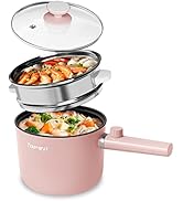 Topwit Hot Pot Electric with Steamer, 1.5L Ramen Cooker, Non-Stick Frying Pan, Electric Pot for P...
