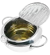 KOMONG Tempura Deep Frying Pot 3.4L, 304 Stainless Steel Deep Fryer pot with Fahrenheit Thermomet...