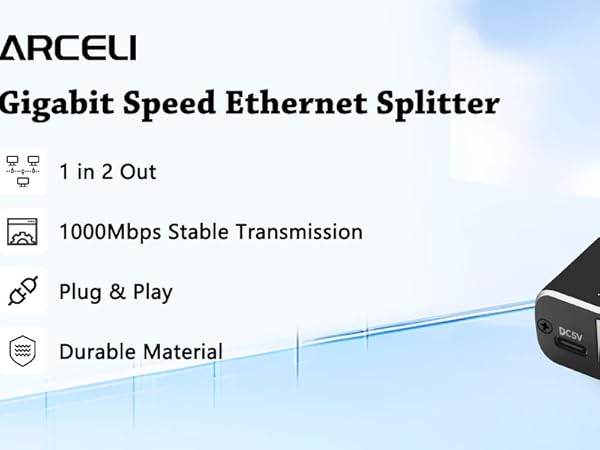 Gigabit Ethernet Splitter 1 to 2