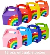 Naleyber Rainbow Party Favor Treat Boxes 16pcs Thickened Paper Gift Gable Box, Candy Snack Goodie...