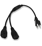 KUNCAN Power Cord Extension Y Splitter - 2 Way Outlet Adapter NEMA 5-15R to 1 NEMA 5-15P with 18A...