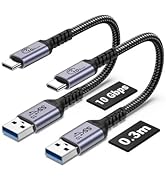 SUMPK Android Auto USB C Cable 10Gbps 1FT 2 Packs, USB C 3.1 Gen 2 Cable 3A Fast Charging Compati...