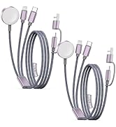 2Pack Travel Essentials for Apple Watch Charger, 3 in 2 USB C Cable for Type C/L-Port Devices, Mu...