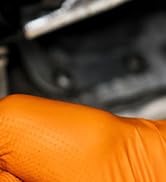 PROMEDIX P Heavy Duty Nitrile Disposable Gloves,8-mil Orange,Raised Diamond Texture Work Gloves,I...