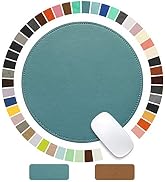 Mouse Pad,Round Mouse Pad,PU Mouse Pad,Leather Mouse Pad with Stitched Edge Micro-Fiber Base with...