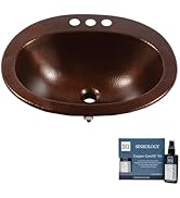 Seville 20" Drop-In Bathroom Sink and Care Kit, Aged Copper