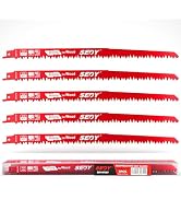 12-Inch Wood Pruning Reciprocating Saw Blades, 5TPI Saw Blades for Tree Trimming, Wood Cutting (5...