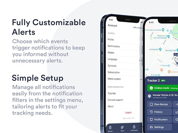 customize alerts create geo-fence easy to use setup app for gps tracker