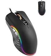 Wired Gaming Mouse Black Ergonomic RGB Light High Precision Portable Gamer Corded 7 Buttons Light...