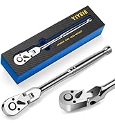 YIYEIE 1/4" Drive Flex Head Ratchet, 72 Tooth Swivel Ratchet, Quick-Release, Full-Polished Chrome...