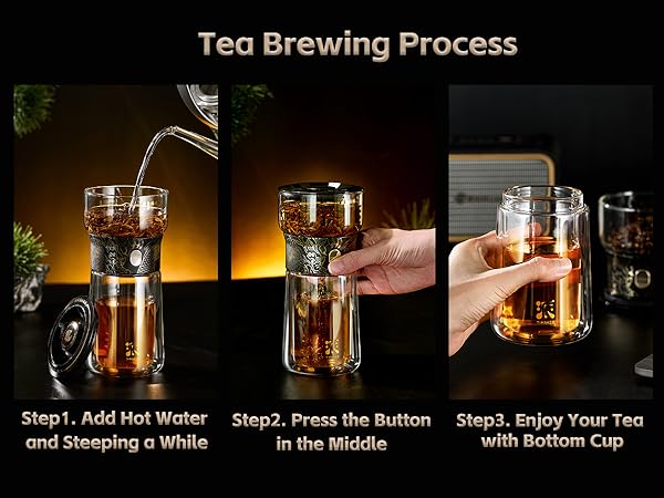 ZENS Modern 3-in-1 Smart Small Glass Tea Infuser Teapot