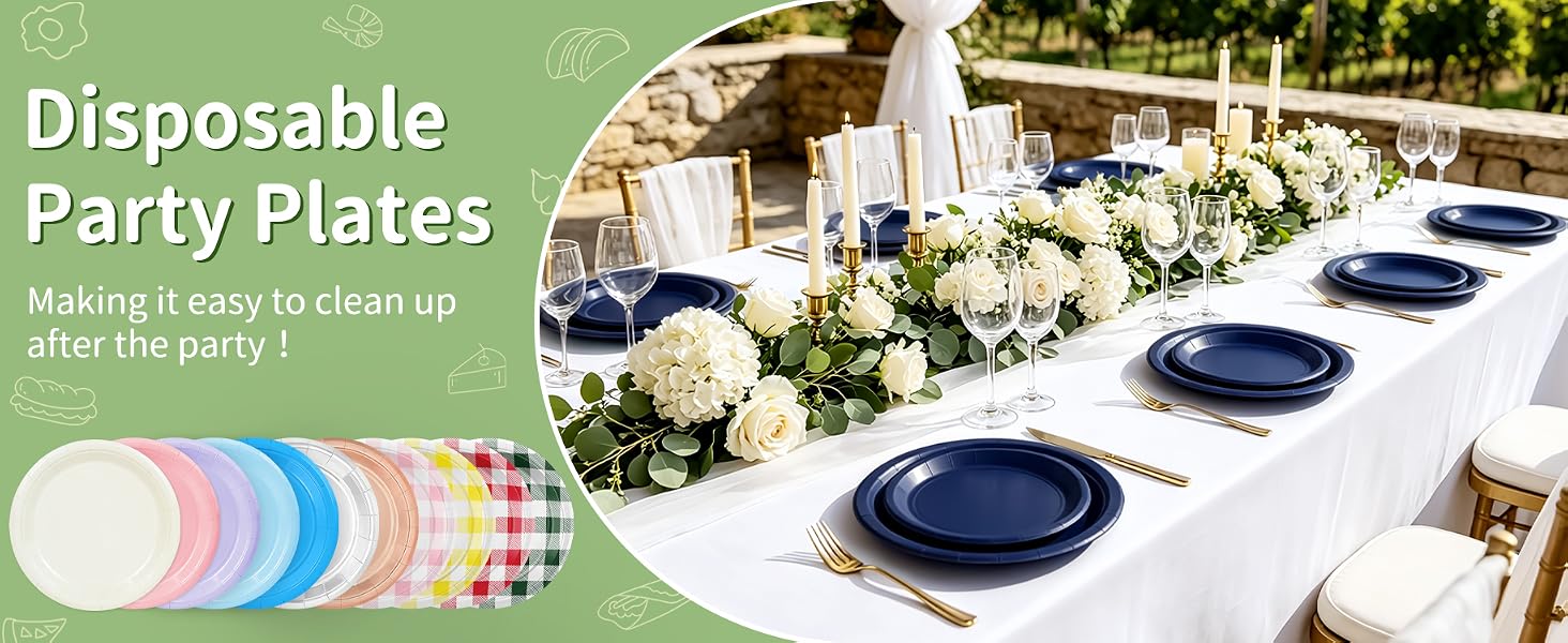 navy blue paper plates