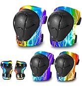 Gradient Color Kids Protective Gear Set Knee Pads for Kid 2-14 Years,W/ Adjustable Strap Kids/You...