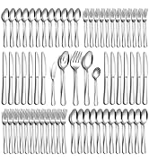 PHILIPALA 65 Piece Silverware Set with Serving Utensils, Stainless Steel Flatware Set for 12 Food...