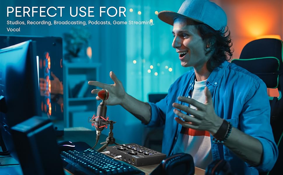 Podcast Mixer, Audio Mixer, Stream Mixer, Streaming audio mixer, Streaming Mixer, Pyle Audio mixer