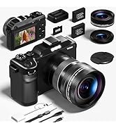 Yatao Digital Camera with WiFi, 4K 5K 64MP Photography Camera Kit for YouTube, Front and Rear Dua...