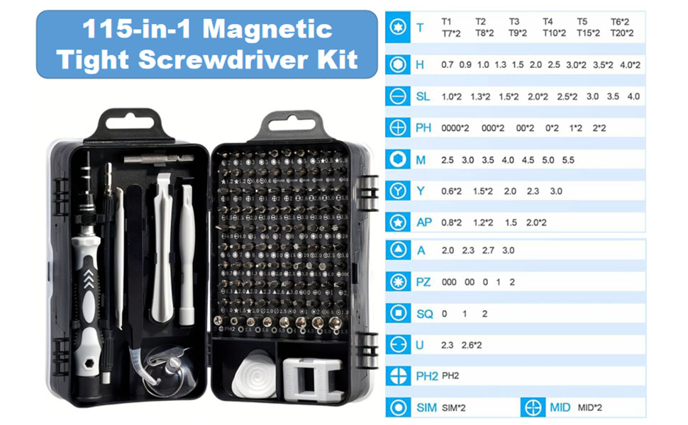 AXTH 115-in-1 Precision Screwdriver Set