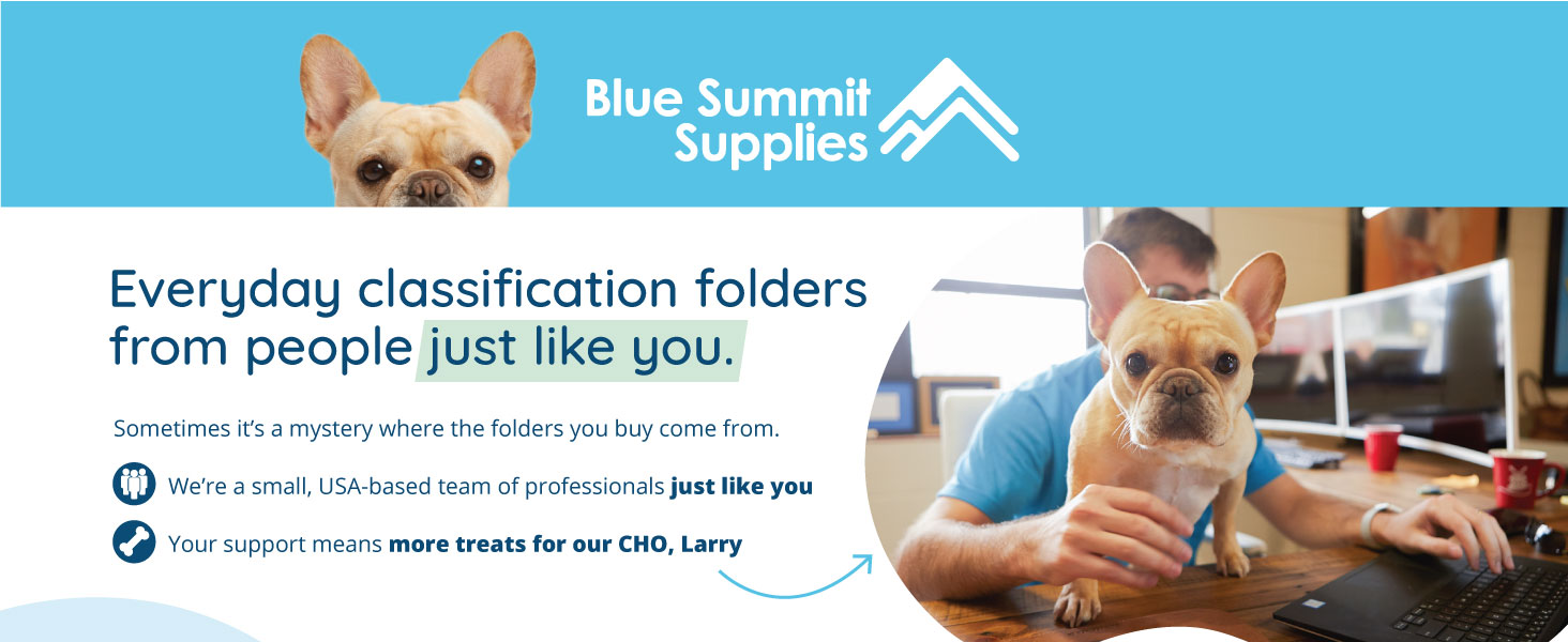 classification folder company introduction with picture of french bulldog