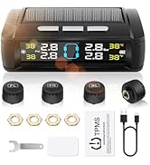 RV Trailer Tire Pressure Monitoring System,TPMS Sensors Set of 4,Solar Powered TPMS System w/4 Ex...