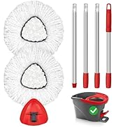 TidyBliss Spin Mop Replacement Heads 2 Pack with Triangle Base and 58 inches Long Handle for O-Ce...